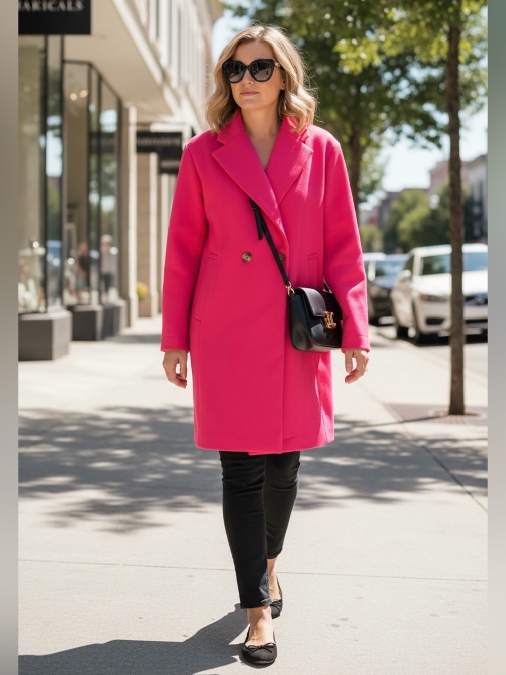 NWT Love Tree Bright Pink Trench Coat 3/4 size large brand new never worn - Picture 6 of 11